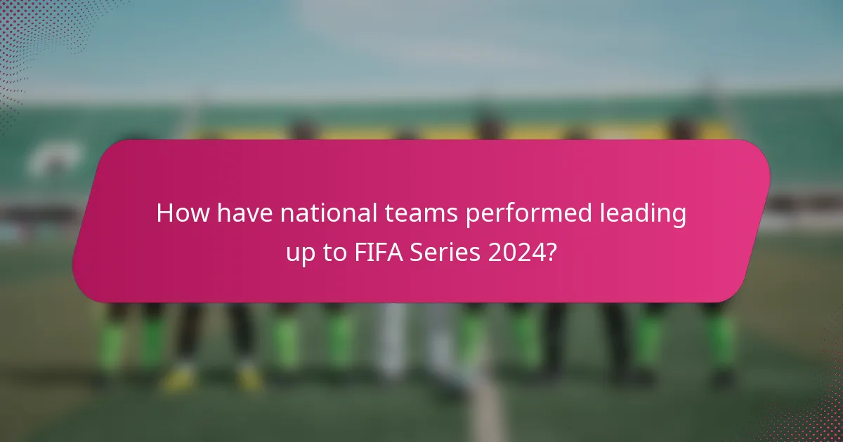 How have national teams performed leading up to FIFA Series 2024?