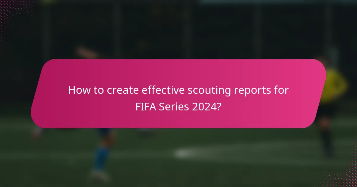 How to create effective scouting reports for FIFA Series 2024?