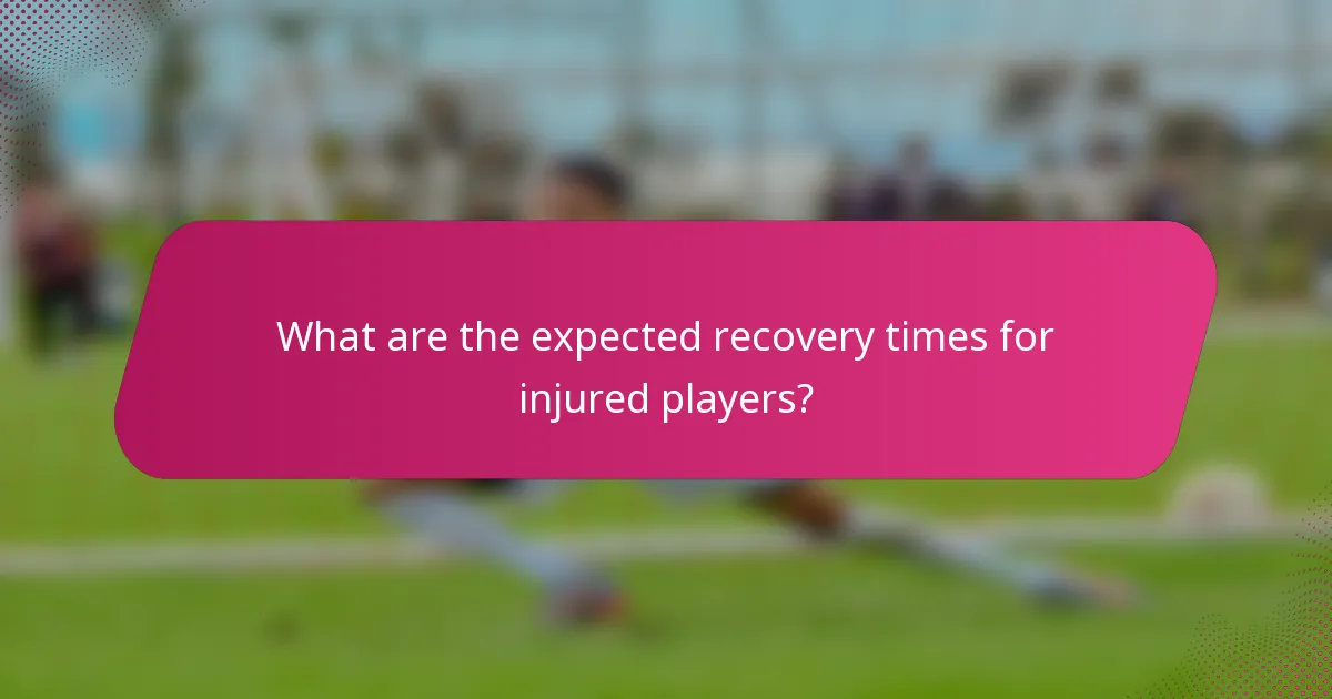 What are the expected recovery times for injured players?